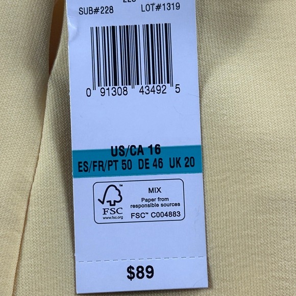 Black Label by Evan-Picone Womens 16 Yellow Open Front Shawl Blazer Jacket NWT - Picture 7 of 7